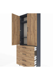 Arges Dolap 3 Raflı 4 Çekmeceli 2 Kapaklı 88x30x221 - S30M098V6A