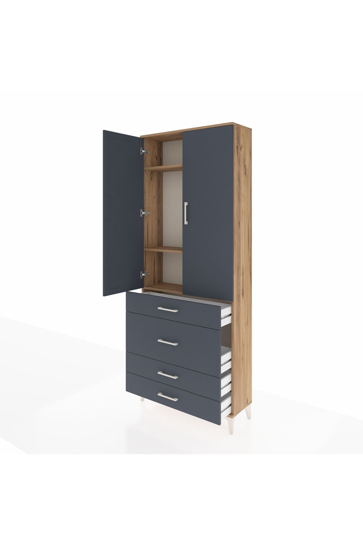 Arges Dolap 3 Raflı 4 Çekmeceli 2 Kapaklı 88x30x221 - S30M098V8A
