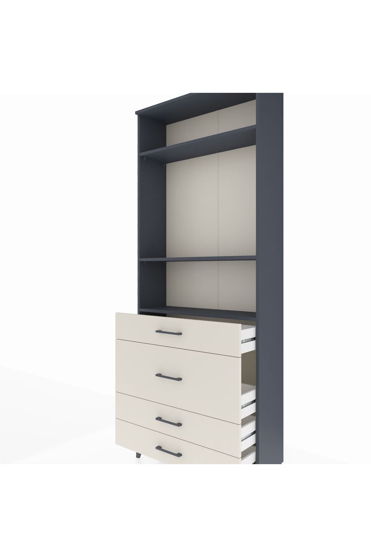 Arges Dolap 3 Raflı 4 Çekmeceli 88x30x221 - S30M099V4A