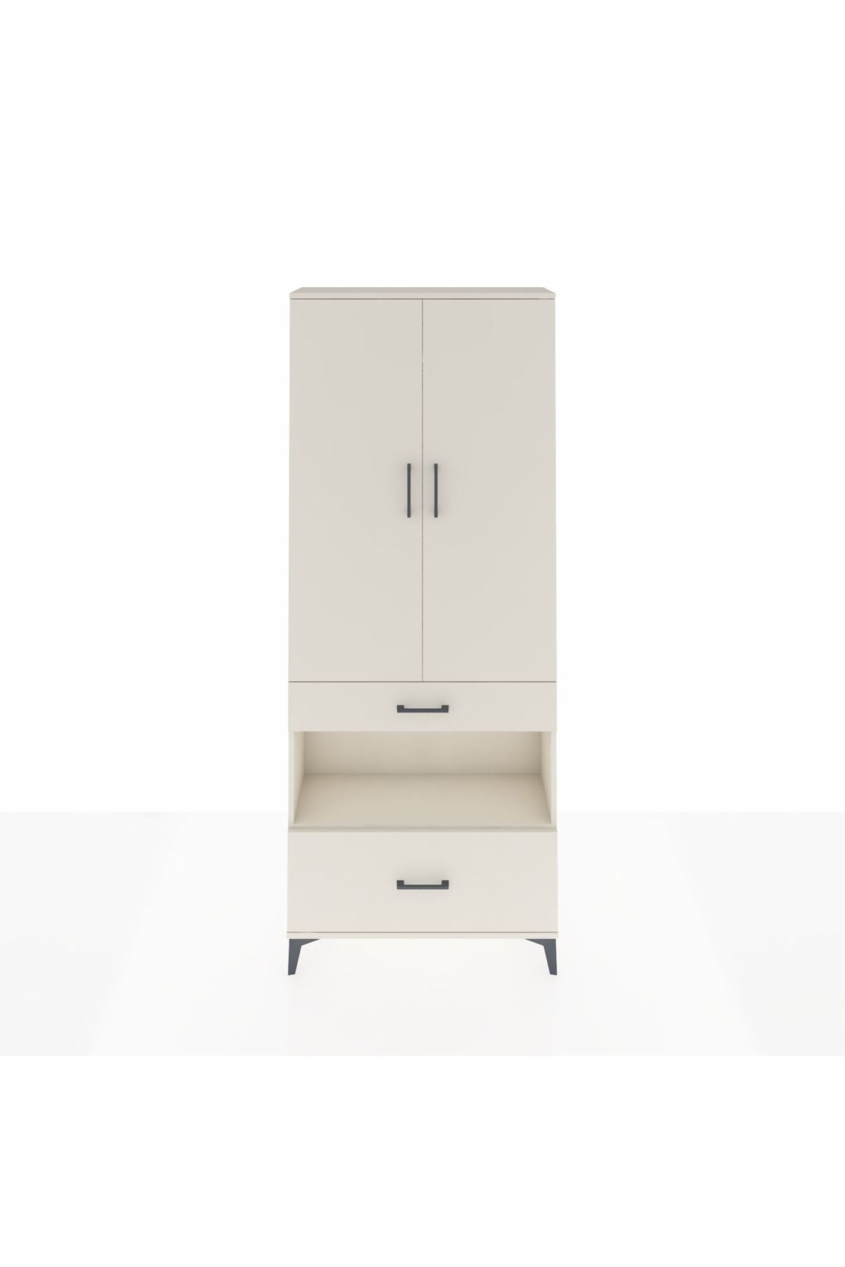 Arges Dolap 3 Raflı 2 Çekmeceli Tek Askılı 88x30x221 - S30M100V1A