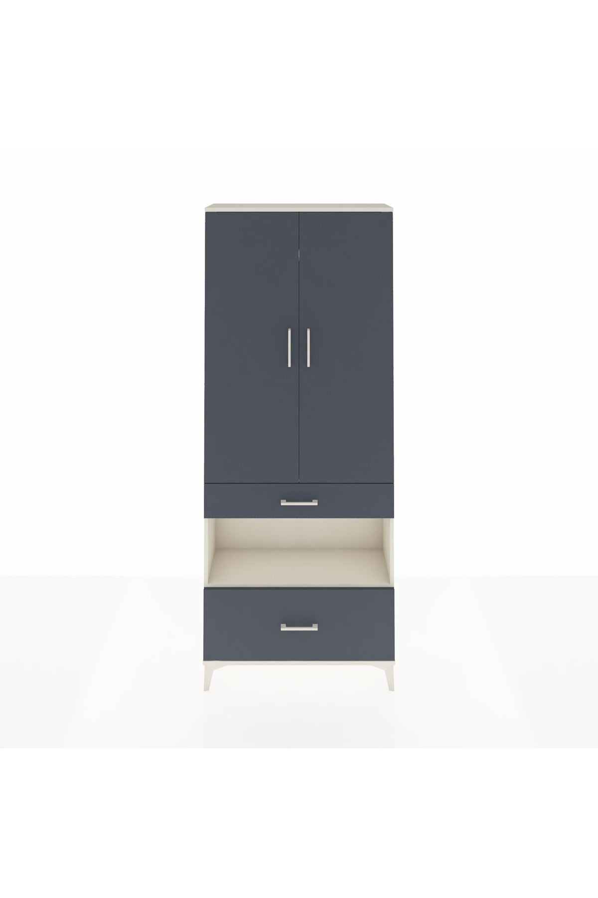 Arges Dolap 3 Raflı 2 Çekmeceli Tek Askılı 88x30x221 - S30M100V2A