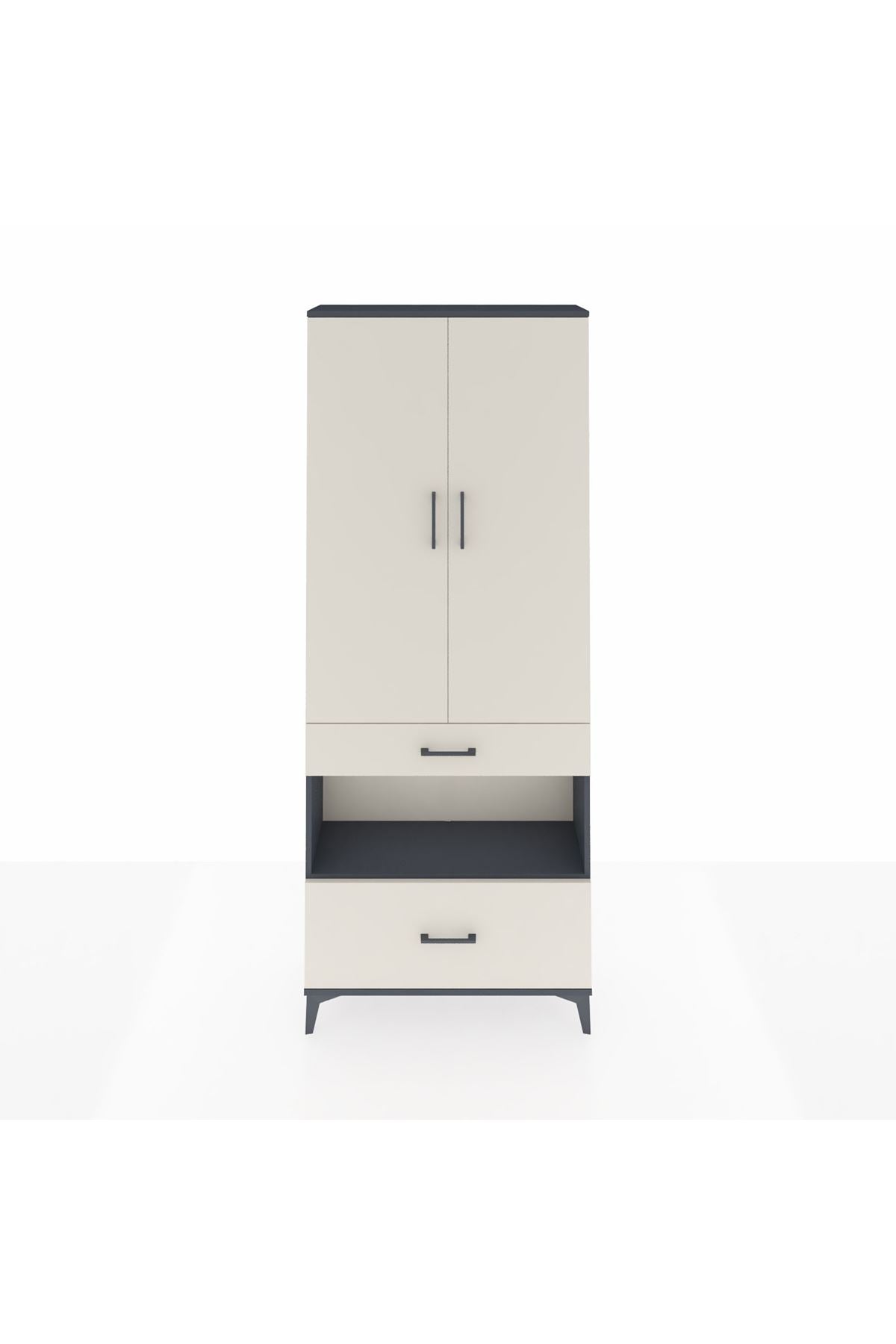 Arges Dolap 3 Raflı 2 Çekmeceli Tek Askılı 88x30x221 - S30M100V4A