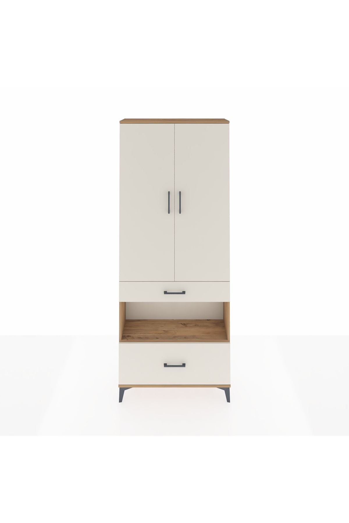 Arges Dolap 3 Raflı 2 Çekmeceli Tek Askılı 88x30x221 - S30M100V7A