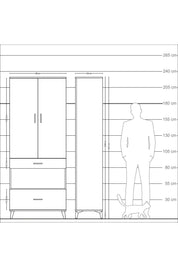 Arges Dolap 3 Raflı 2 Çekmeceli Tek Askılı 88x30x221 - S30M100V6A