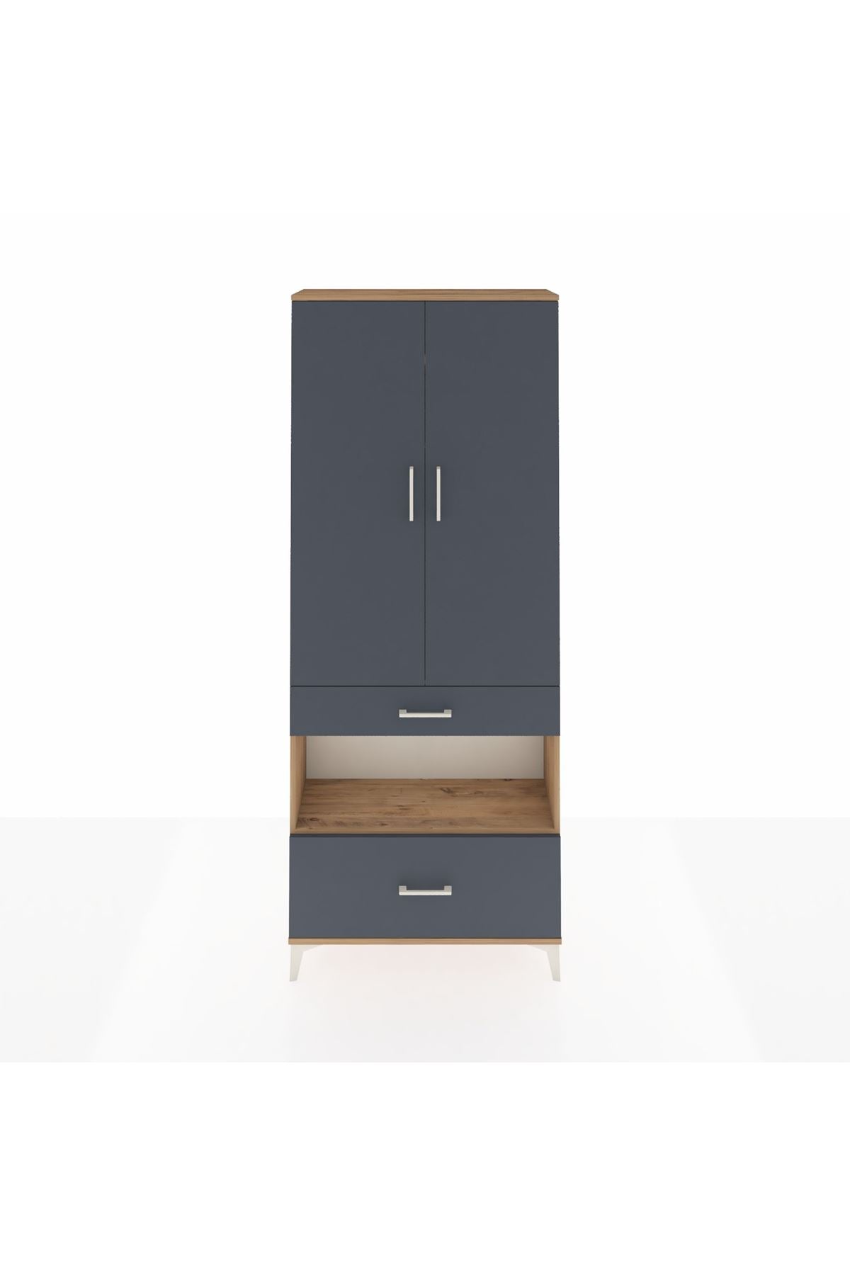 Arges Dolap 3 Raflı 2 Çekmeceli Tek Askılı 88x30x221 - S30M100V8A