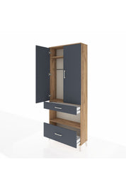 Arges Dolap 3 Raflı 2 Çekmeceli Tek Askılı 88x30x221 - S30M100V8A