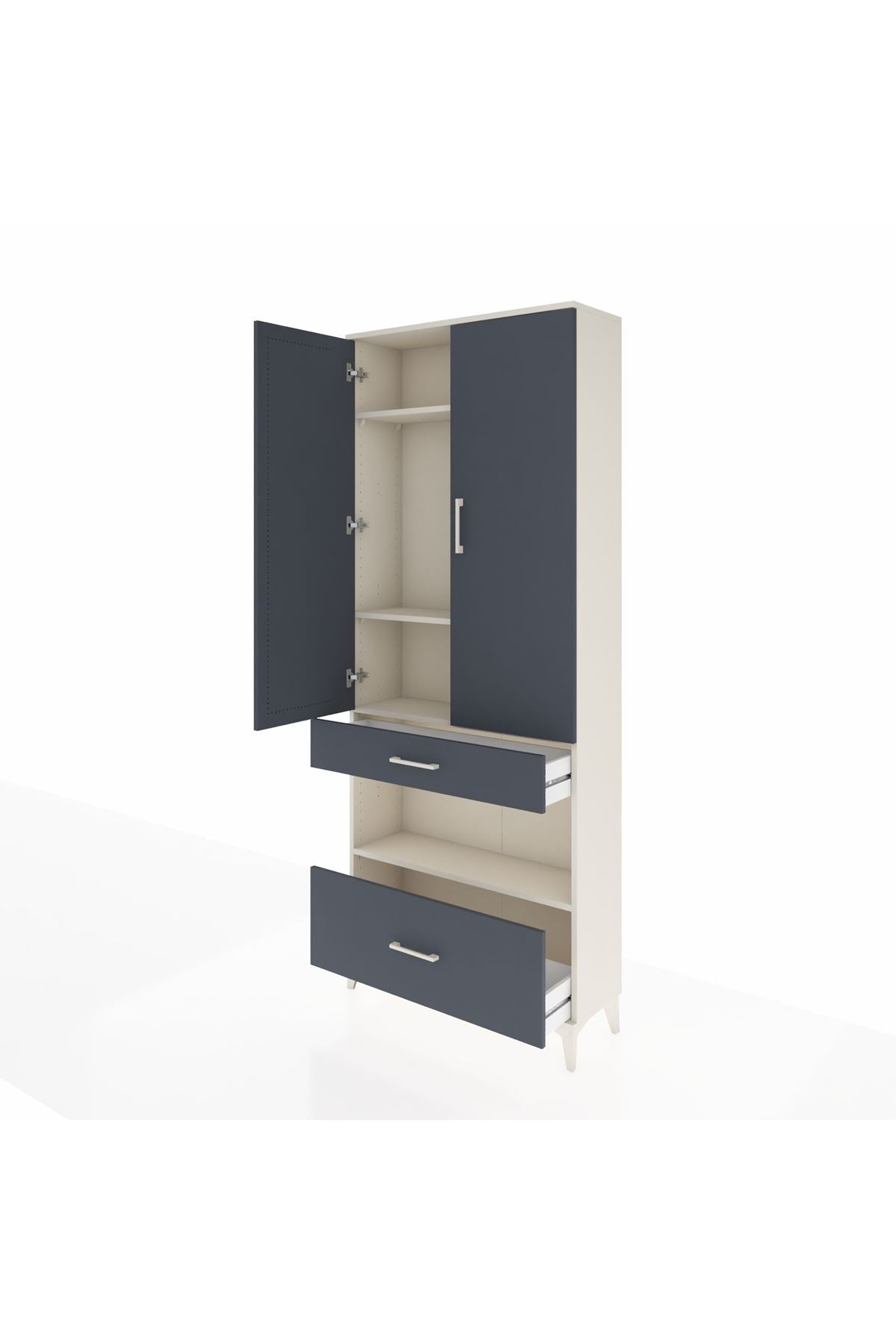 Arges Dolap 4 Raflı 2 Çekmeceli 2 Kapaklı 88x30x221 - S30M101V2A