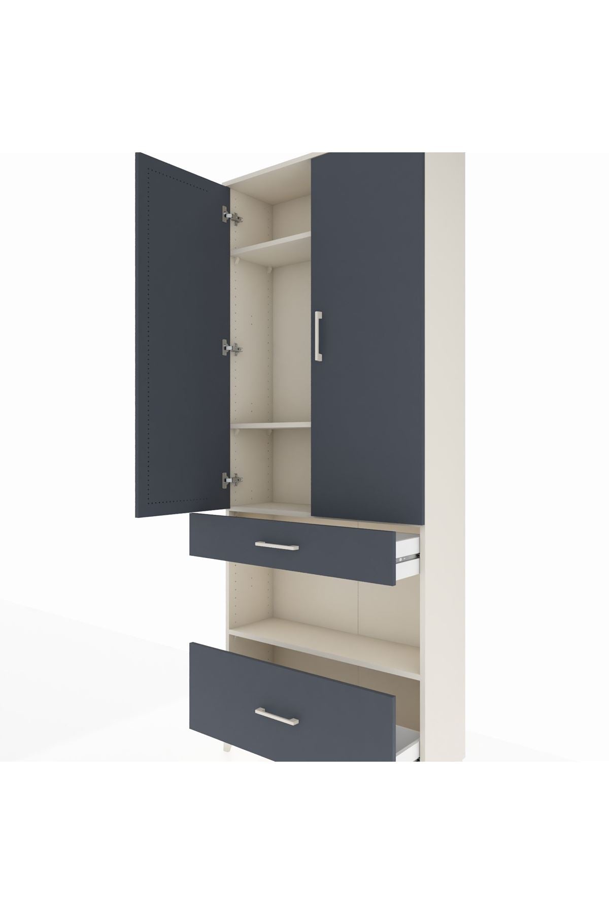 Arges Dolap 4 Raflı 2 Çekmeceli 2 Kapaklı 88x30x221 - S30M101V2A