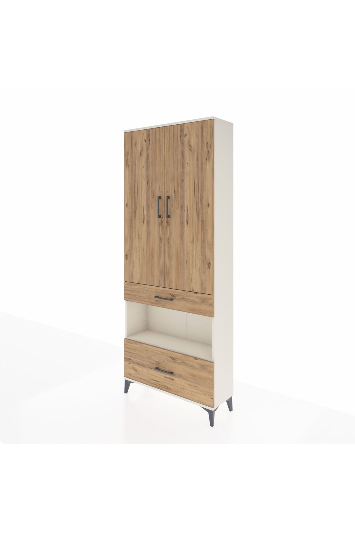 Arges Dolap 4 Raflı 2 Çekmeceli 2 Kapaklı 88x30x221 - S30M101V3A