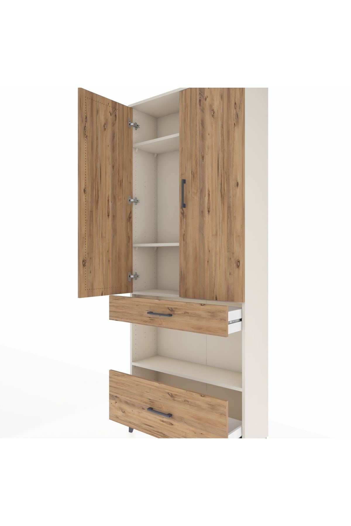 Arges Dolap 4 Raflı 2 Çekmeceli 2 Kapaklı 88x30x221 - S30M101V3A