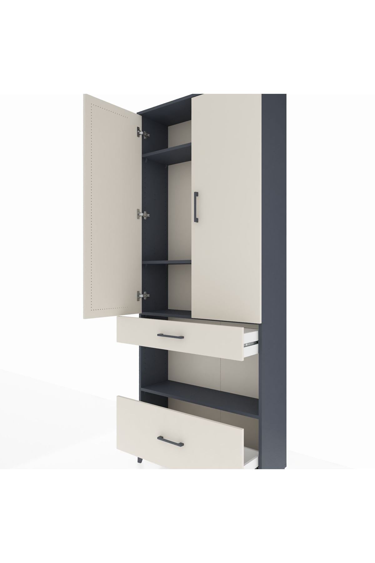 Arges Dolap 4 Raflı 2 Çekmeceli 2 Kapaklı 88x30x221 - S30M101V4A