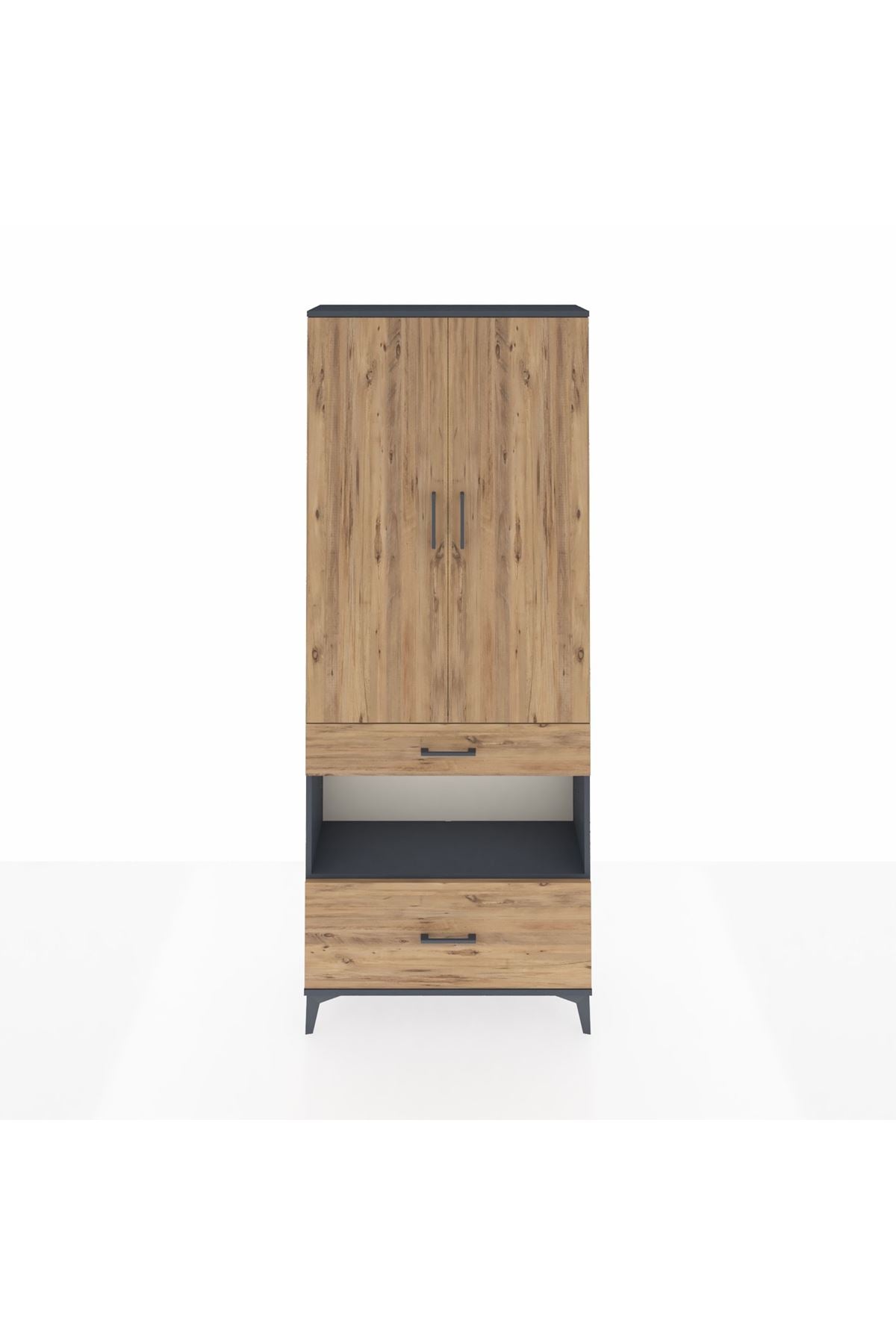 Arges Dolap 4 Raflı 2 Çekmeceli 2 Kapaklı 88x30x221 - S30M101V6A
