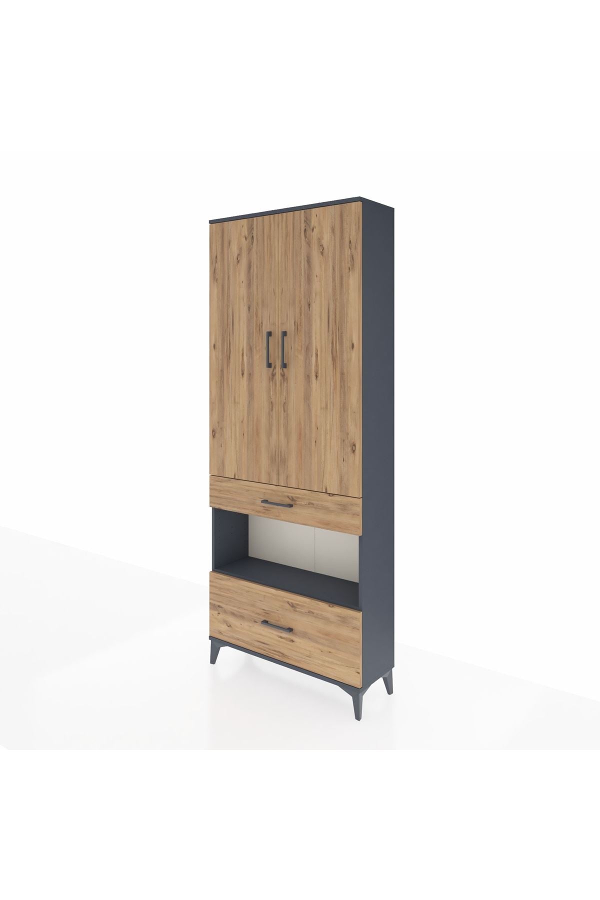 Arges Dolap 4 Raflı 2 Çekmeceli 2 Kapaklı 88x30x221 - S30M101V6A