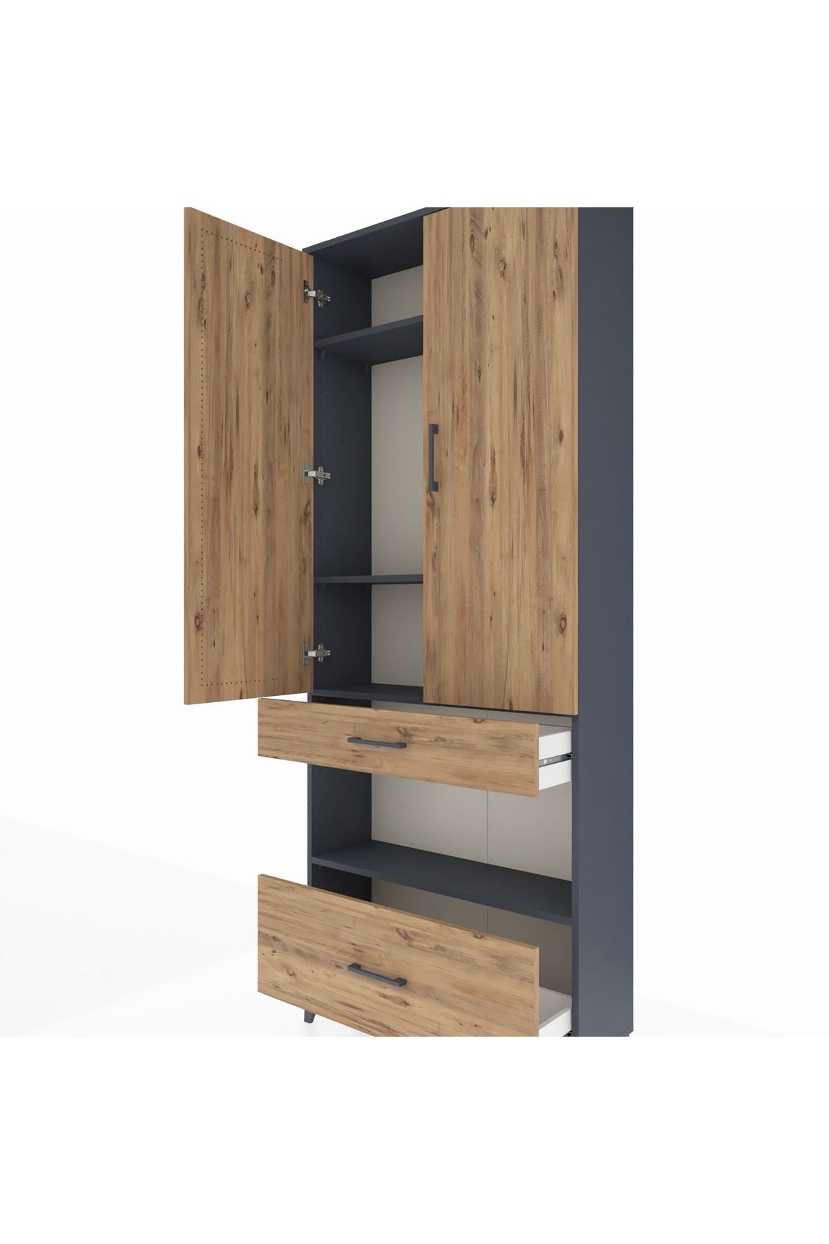 Arges Dolap 4 Raflı 2 Çekmeceli 2 Kapaklı 88x30x221 - S30M101V6A
