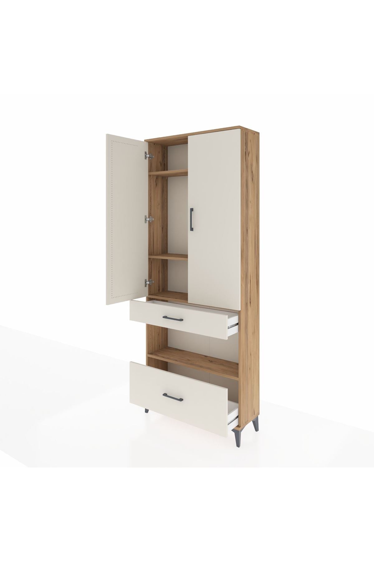 Arges Dolap 4 Raflı 2 Çekmeceli 2 Kapaklı 88x30x221 - S30M101V7A