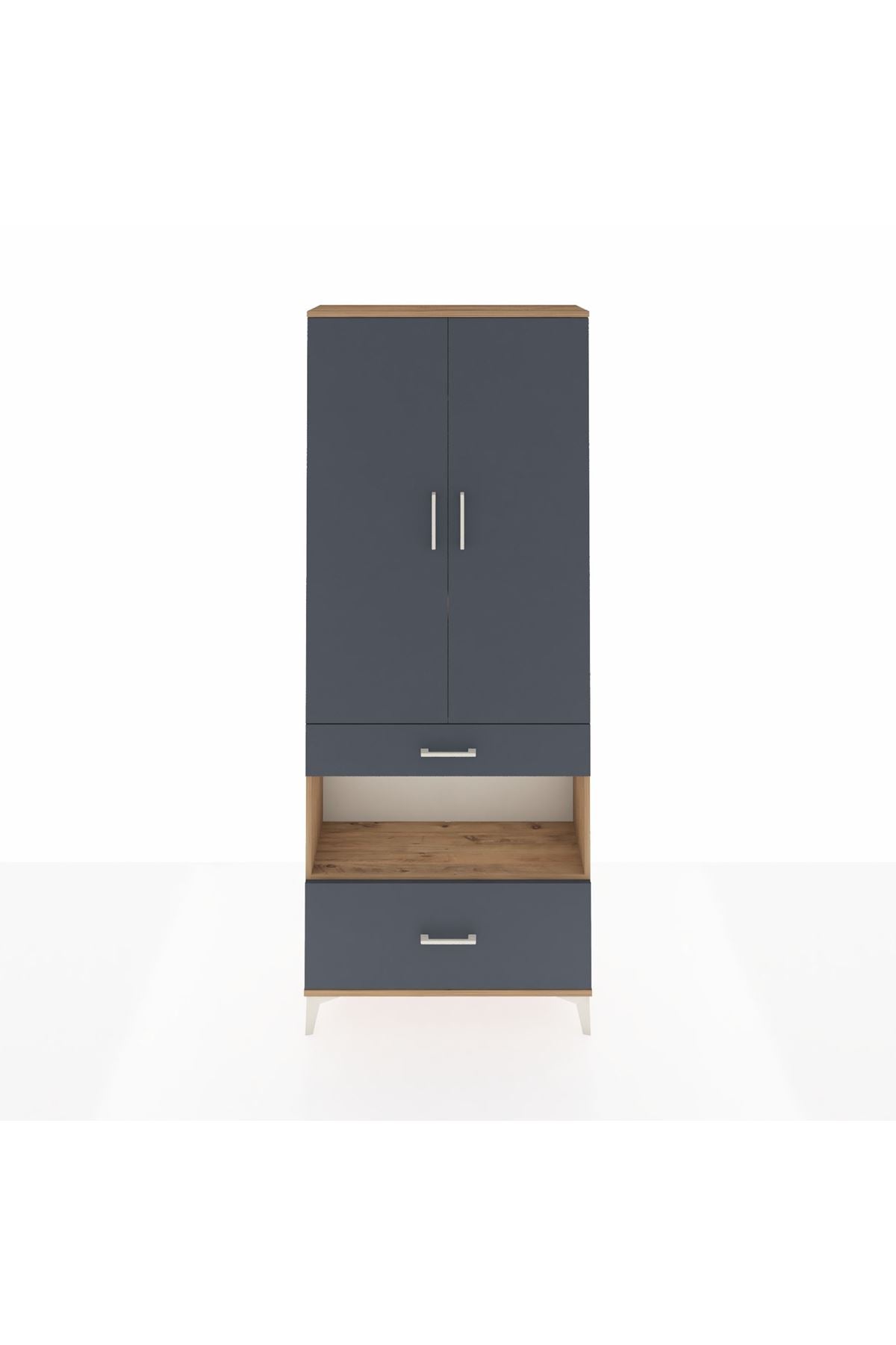 Arges Dolap 4 Raflı 2 Çekmeceli 2 Kapaklı 88x30x221 - S30M101V8A