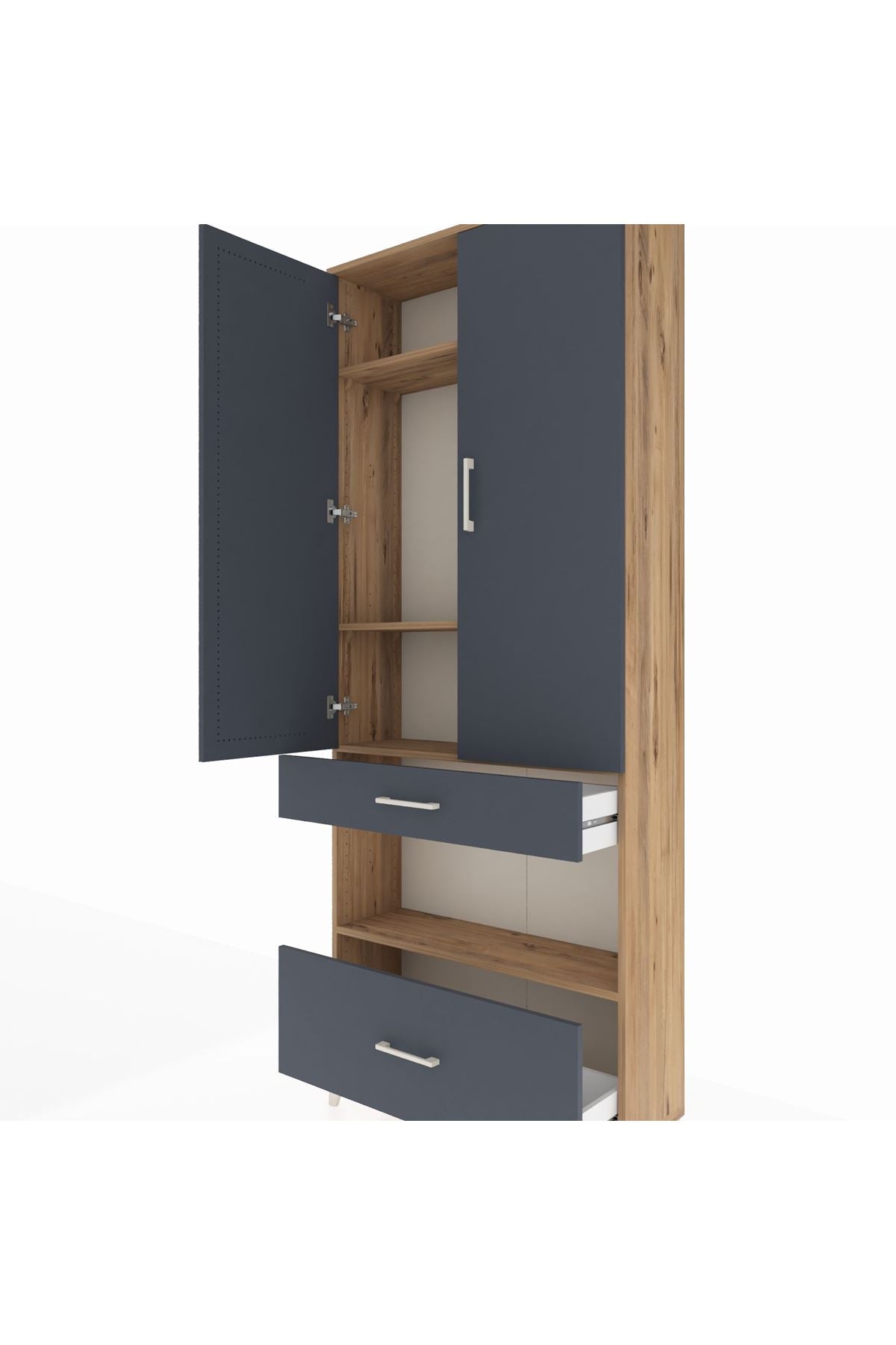 Arges Dolap 4 Raflı 2 Çekmeceli 2 Kapaklı 88x30x221 - S30M101V8A
