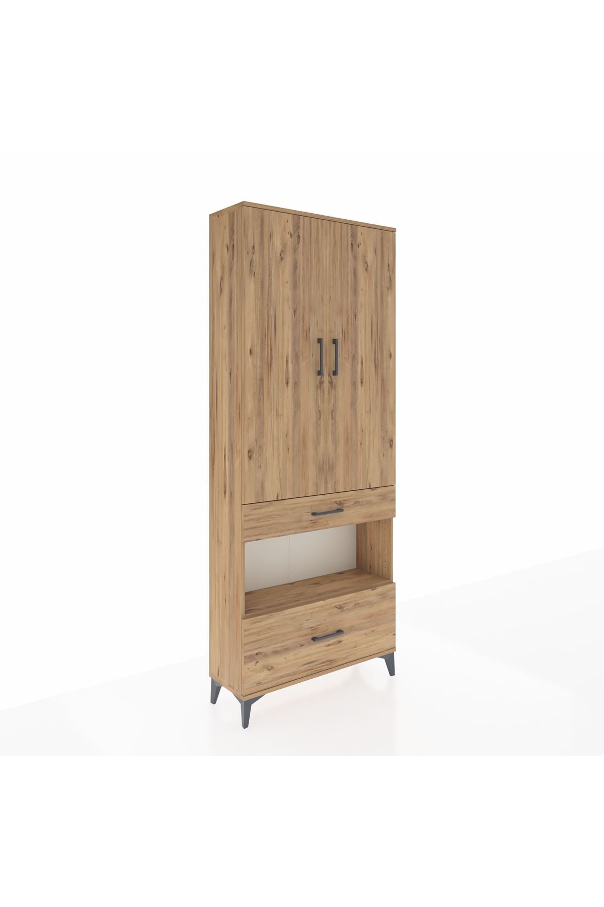 Arges Dolap 4 Raflı 2 Çekmeceli 2 Kapaklı 88x30x221 - S30M101V9A