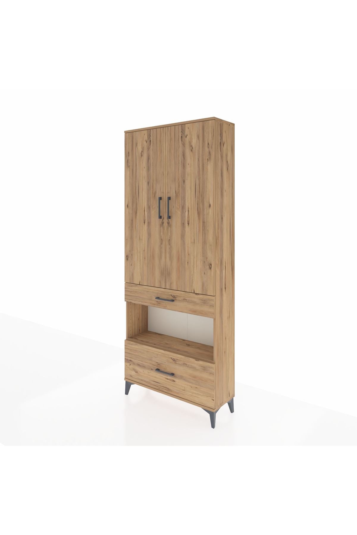 Arges Dolap 4 Raflı 2 Çekmeceli 2 Kapaklı 88x30x221 - S30M101V9A