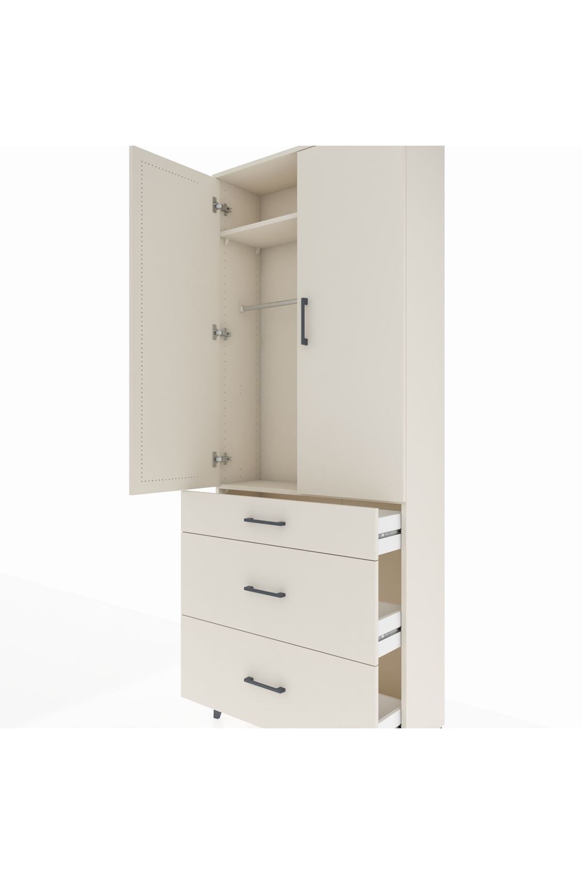 Arges Dolap 2 Raflı 3 Çekmeceli Tek Askılı 88x30x221 - S30M103V1A