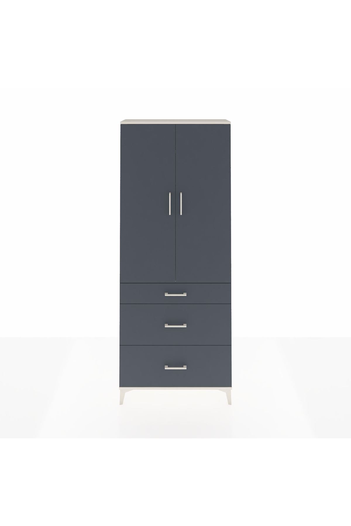 Arges Dolap 2 Raflı 3 Çekmeceli Tek Askılı 88x30x221 - S30M103V2A