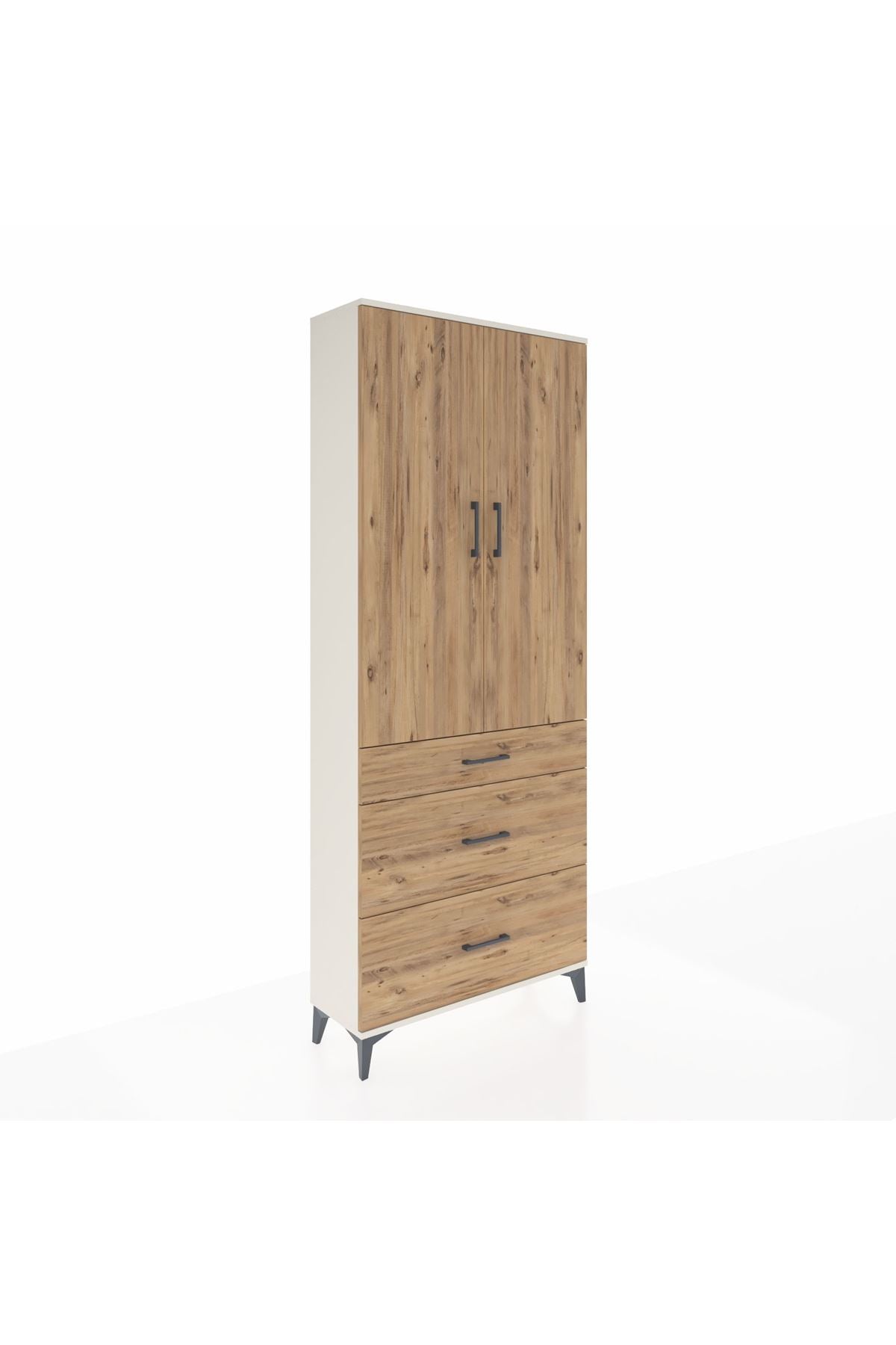 Arges Dolap 2 Raflı 3 Çekmeceli Tek Askılı 88x30x221 - S30M103V3A