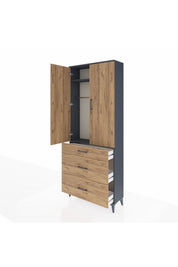 Arges Dolap 2 Raflı 3 Çekmeceli Tek Askılı 88x30x221 - S30M103V6A