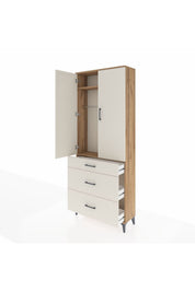 Arges Dolap 2 Raflı 3 Çekmeceli Tek Askılı 88x30x221 - S30M103V7A