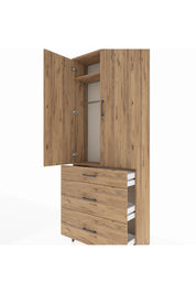Arges Dolap 2 Raflı 3 Çekmeceli Tek Askılı 88x30x221 - S30M103V9A