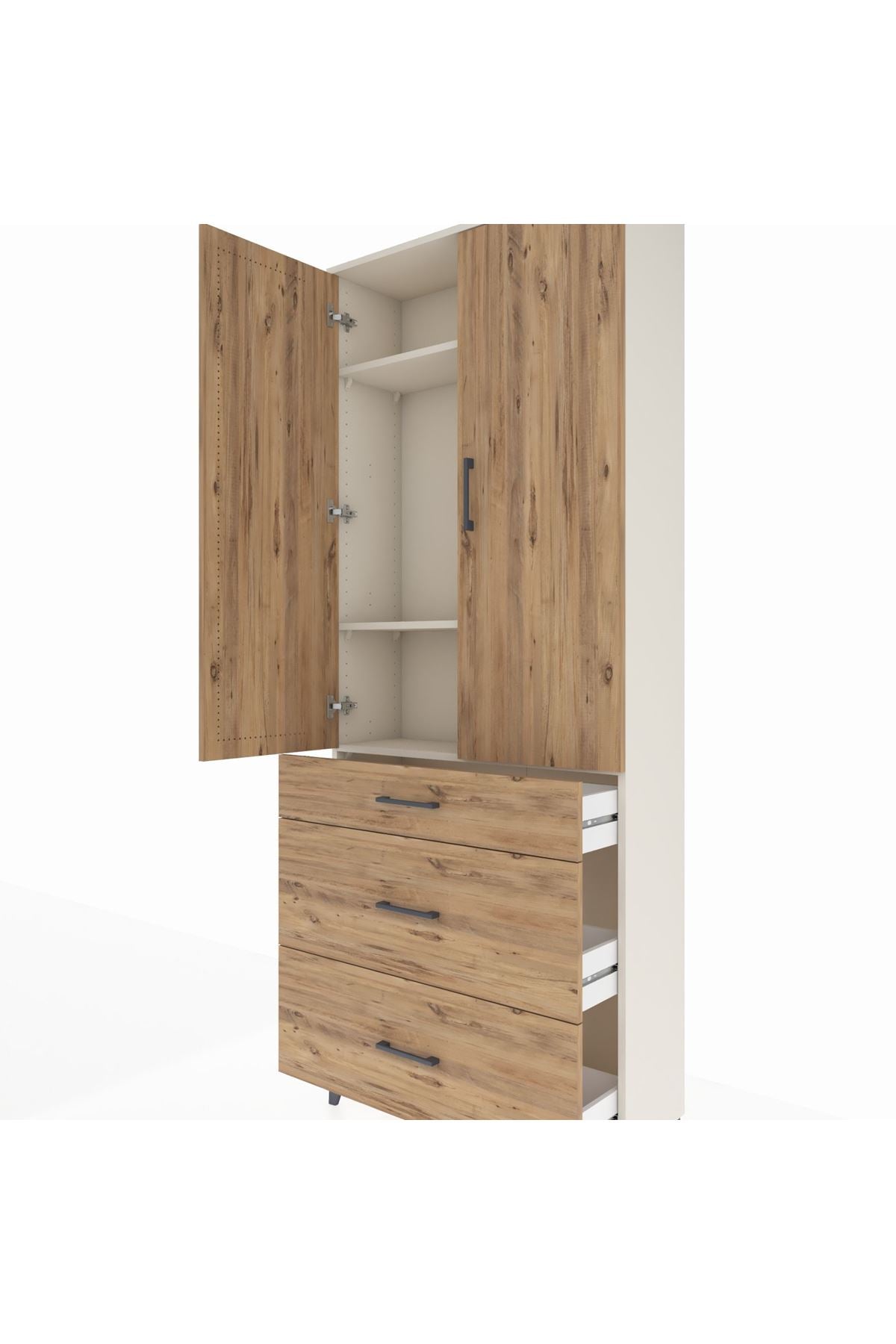 Arges Dolap 3 Raflı 3 Çekmeceli 2 Kapaklı 88x30x221 - S30M104V3A