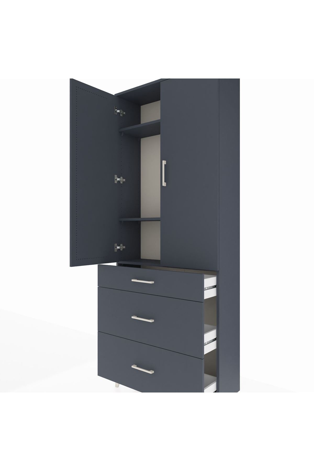 Arges Dolap 3 Raflı 3 Çekmeceli 2 Kapaklı 88x30x221 - S30M104V5A