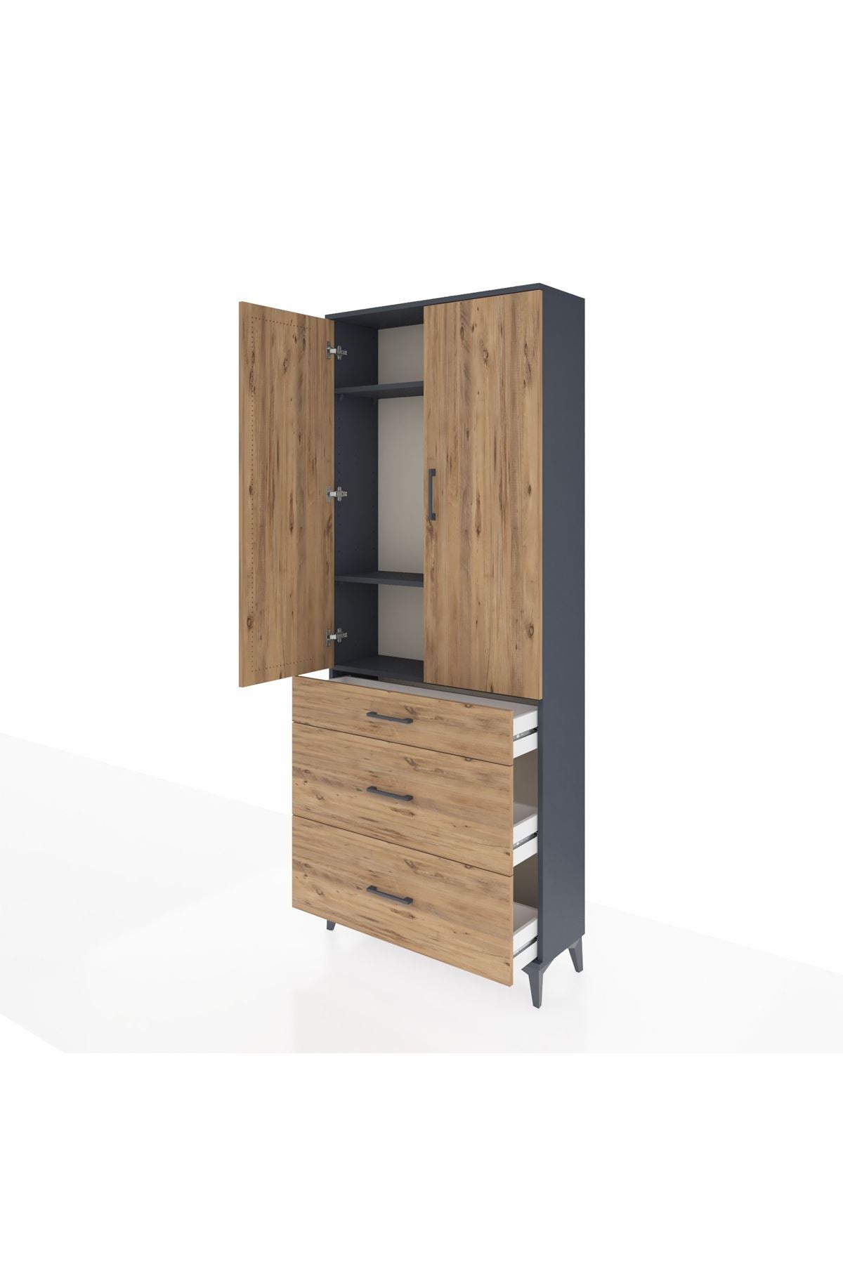 Arges Dolap 3 Raflı 3 Çekmeceli 2 Kapaklı 88x30x221 - S30M104V6A