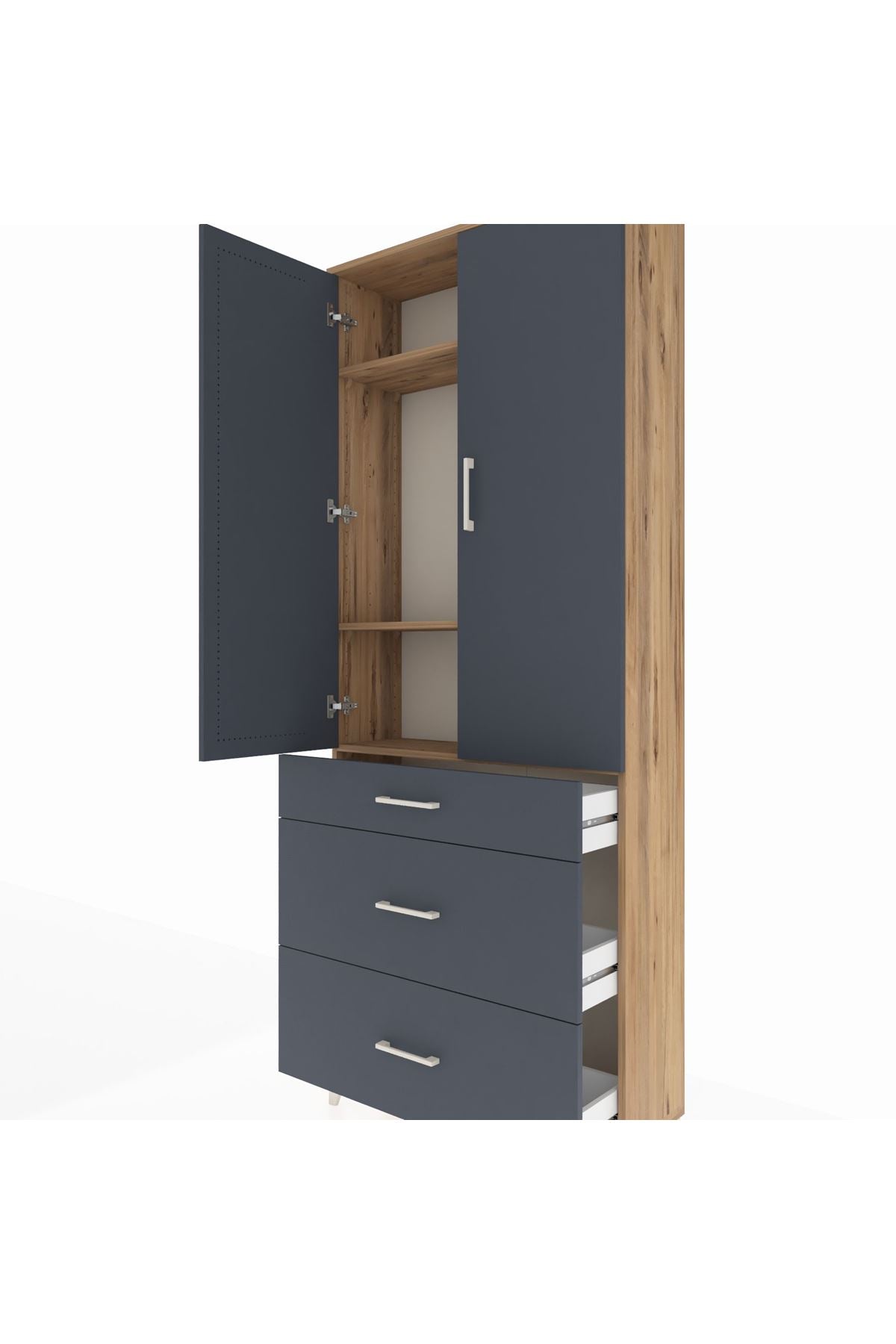 Arges Dolap 3 Raflı 3 Çekmeceli 2 Kapaklı 88x30x221 - S30M104V8A
