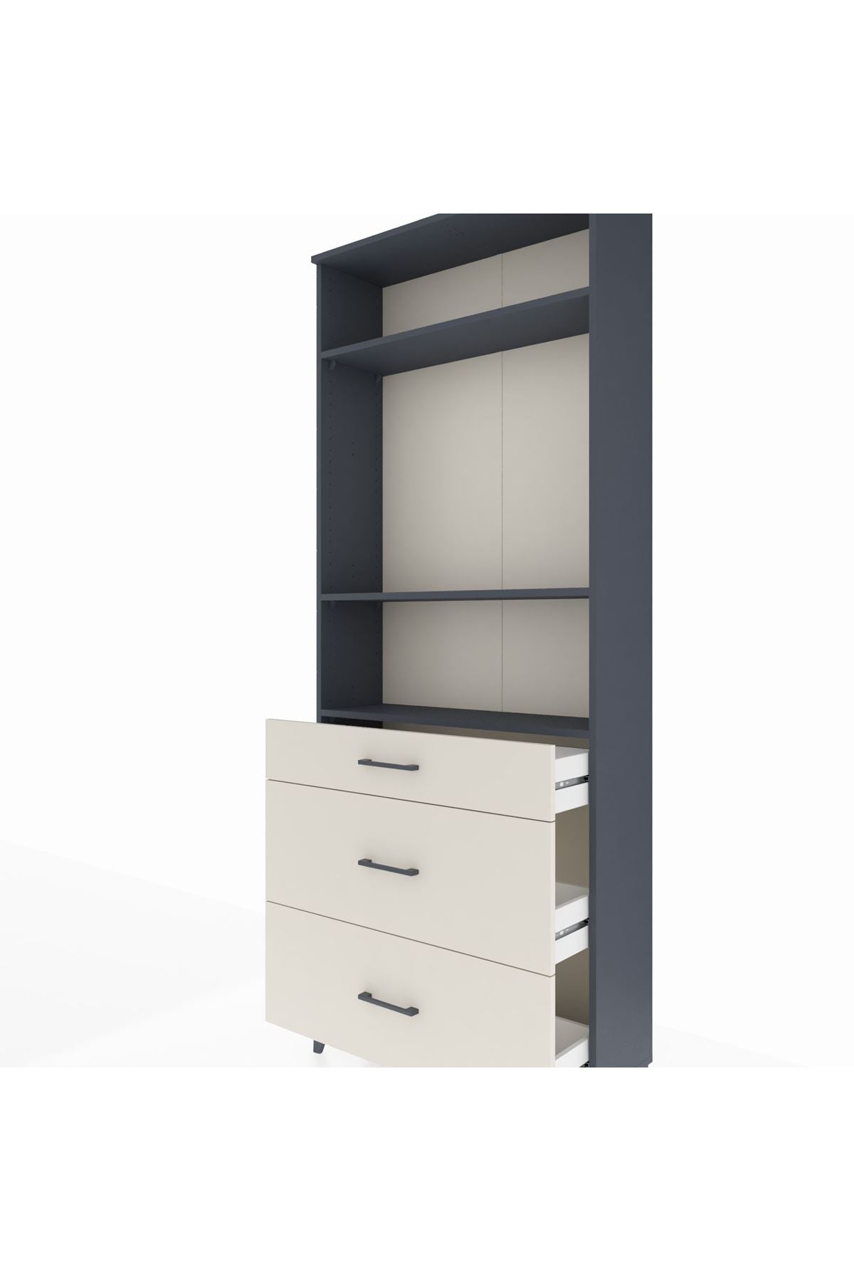 Arges Dolap 3 Raflı 3 Çekmeceli 88x30x221 - S30M105V4A