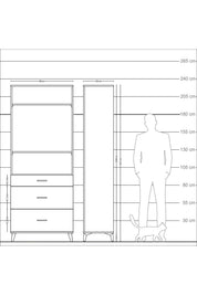 Arges Dolap 3 Raflı 3 Çekmeceli 88x30x221 - S30M105V5A