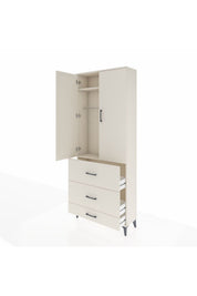 Arges Dolap 2 Raflı 3 Çekmeceli Tek Askılı 88x30x221 - S30M106V1A