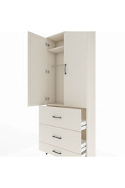 Arges Dolap 2 Raflı 3 Çekmeceli Tek Askılı 88x30x221 - S30M106V1A
