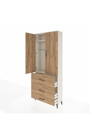 Arges Dolap 2 Raflı 3 Çekmeceli Tek Askılı 88x30x221 - S30M106V3A