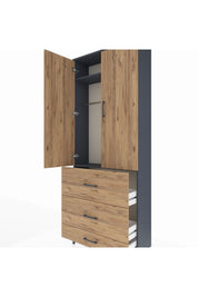 Arges Dolap 2 Raflı 3 Çekmeceli Tek Askılı 88x30x221 - S30M106V6A
