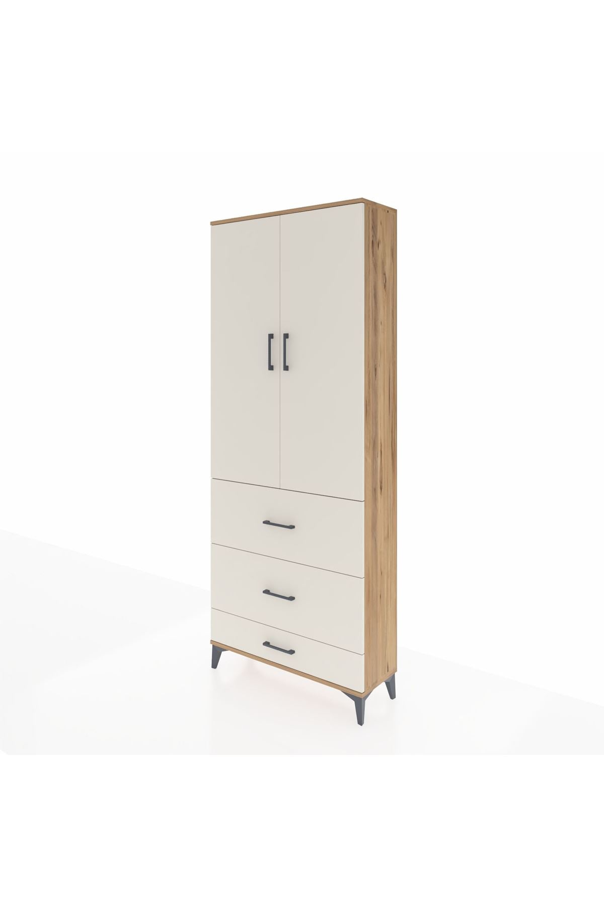 Arges Dolap 2 Raflı 3 Çekmeceli Tek Askılı 88x30x221 - S30M106V7A