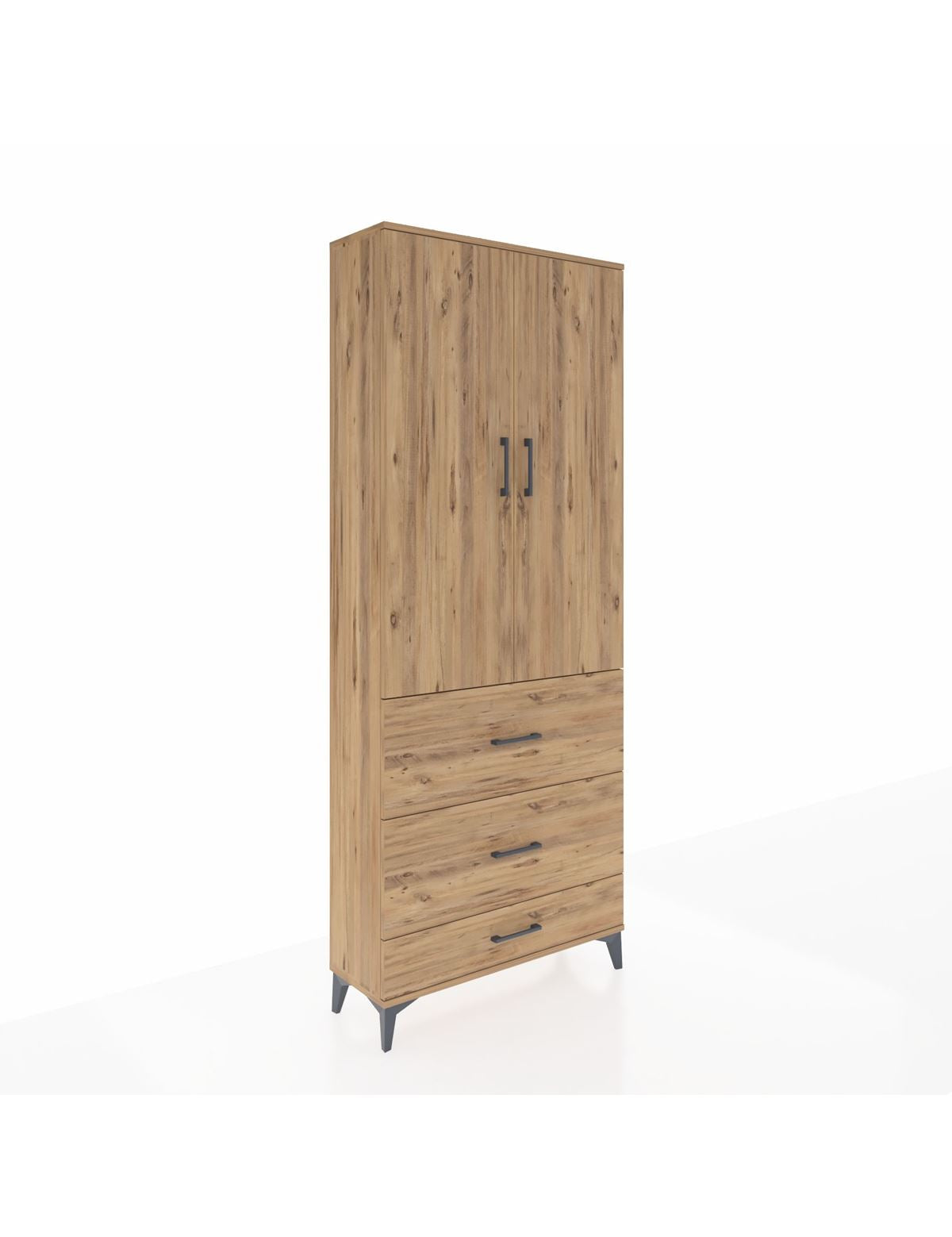 Arges Dolap 2 Raflı 3 Çekmeceli Tek Askılı 88x30x221 - S30M106V9A