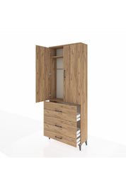 Arges Dolap 2 Raflı 3 Çekmeceli Tek Askılı 88x30x221 - S30M106V9A