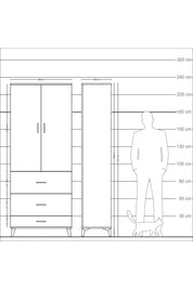 Arges Dolap 3 Raflı 3 Çekmeceli 2 Kapaklı 88x30x221 - S30M107V4A