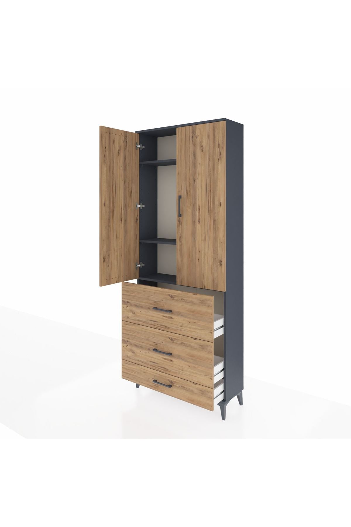 Arges Dolap 3 Raflı 3 Çekmeceli 2 Kapaklı 88x30x221 - S30M107V6A
