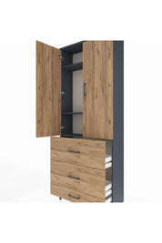 Arges Dolap 3 Raflı 3 Çekmeceli 2 Kapaklı 88x30x221 - S30M107V6A