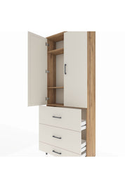 Arges Dolap 3 Raflı 3 Çekmeceli 2 Kapaklı 88x30x221 - S30M107V7A