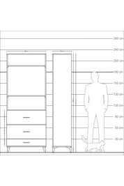 Arges Dolap 3 Raflı 3 Çekmeceli 88x30x221 - S30M108V4A