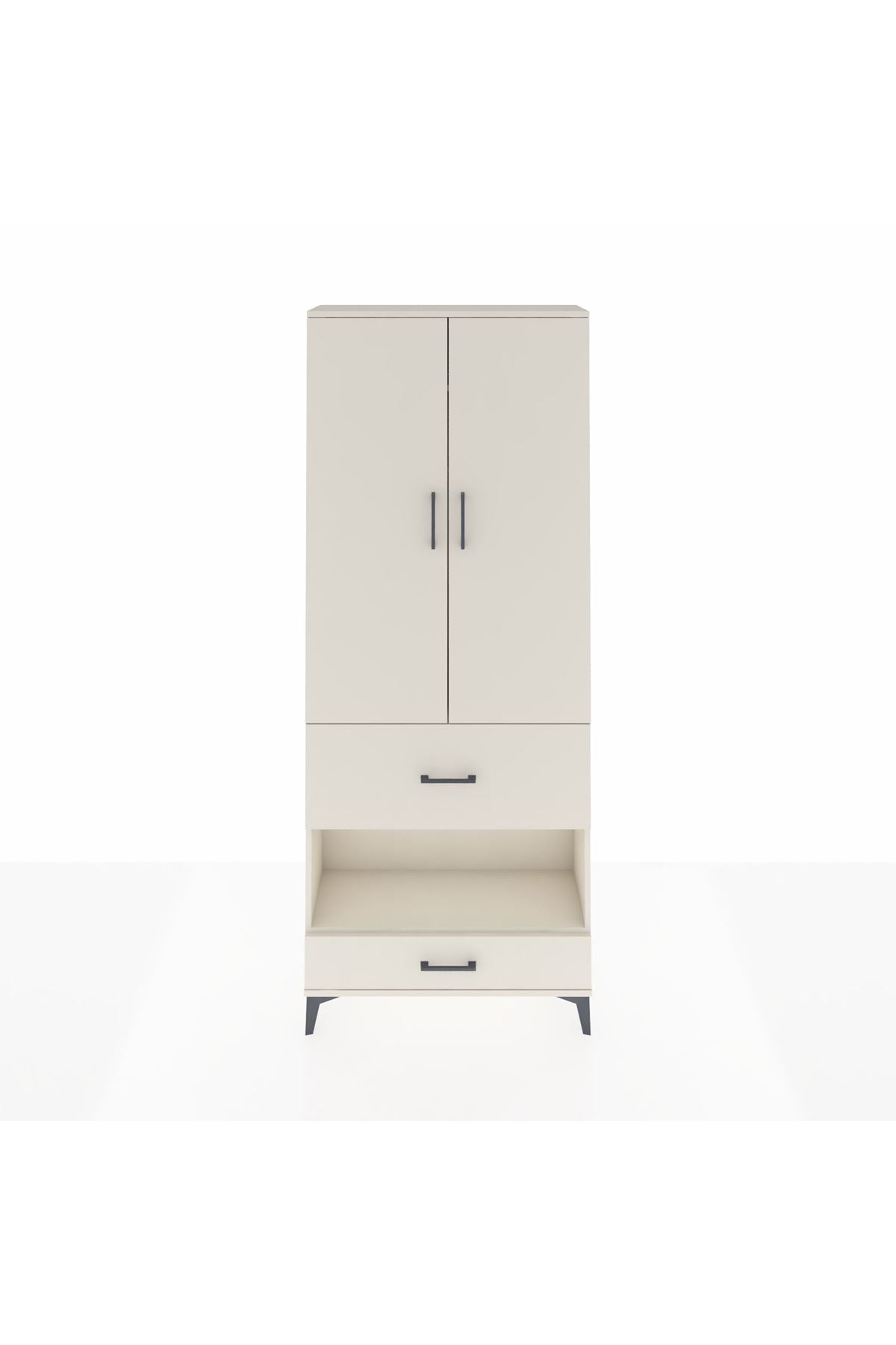 Arges Dolap 3 Raflı 2 Çekmeceli Tek Askılı 88x30x221 - S30M109V1A