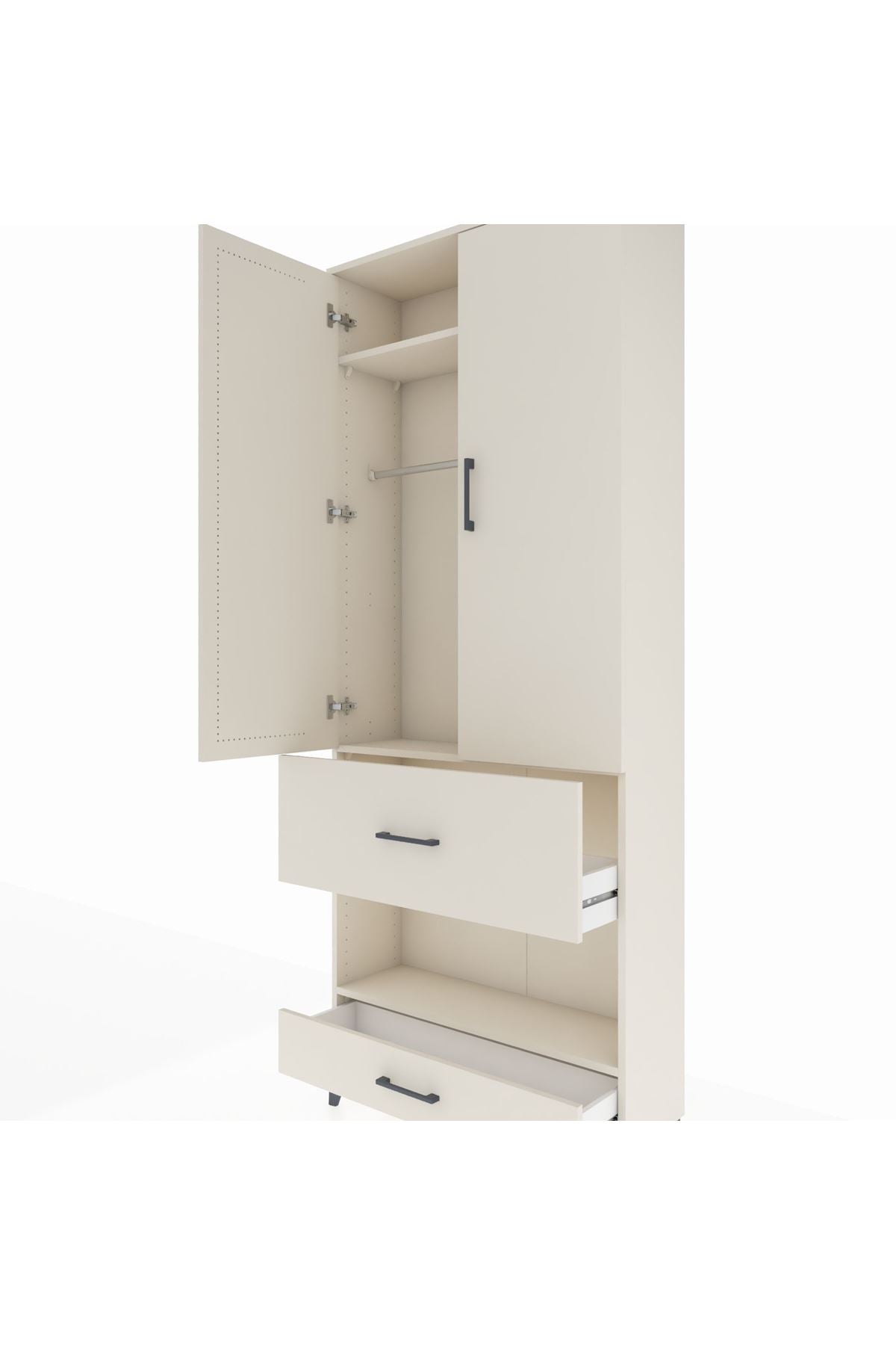 Arges Dolap 3 Raflı 2 Çekmeceli Tek Askılı 88x30x221 - S30M109V1A