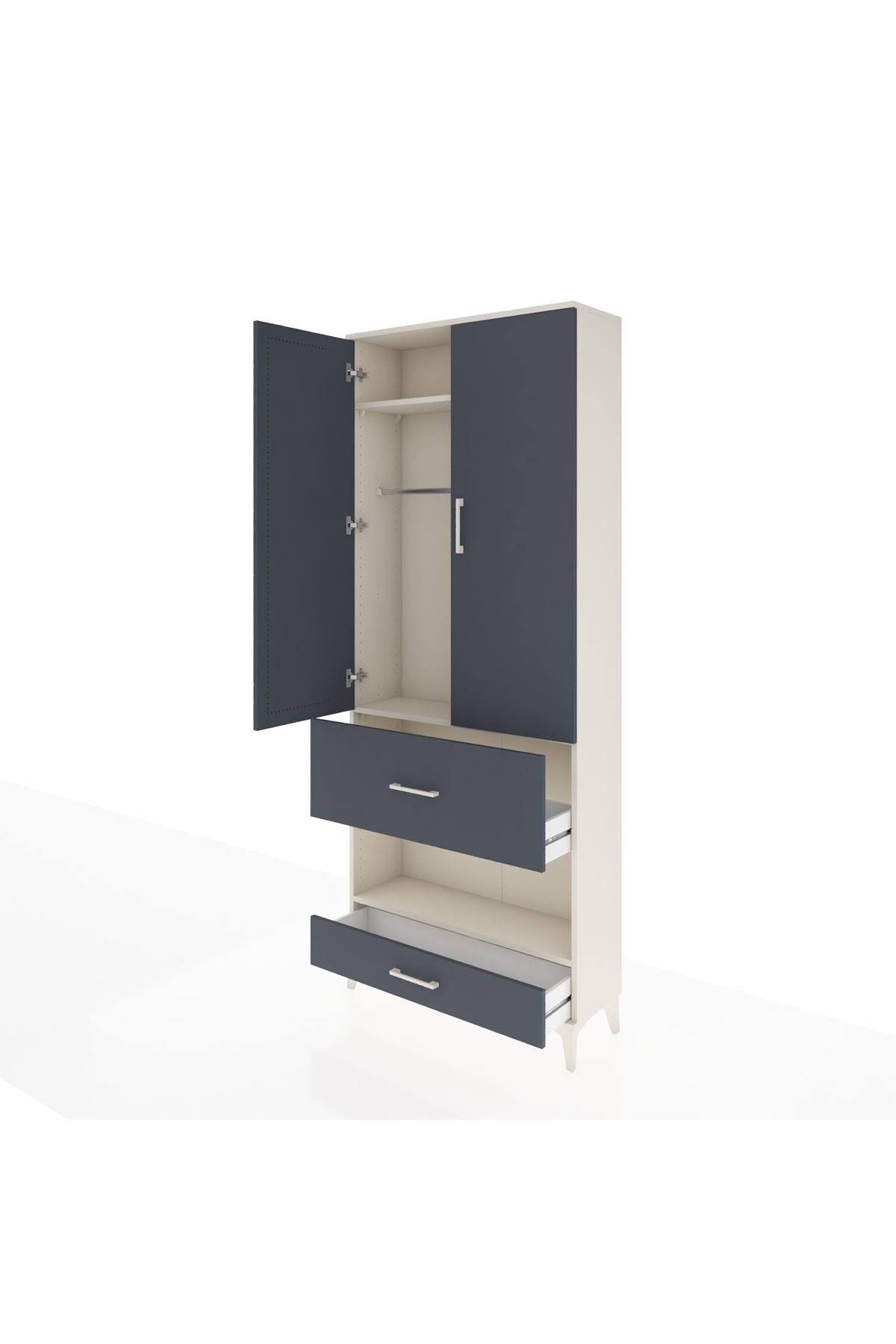 Arges Dolap 3 Raflı 2 Çekmeceli Tek Askılı 88x30x221 - S30M109V2A